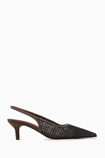 City 55 Slingback Pumps in Precious Net & Suede