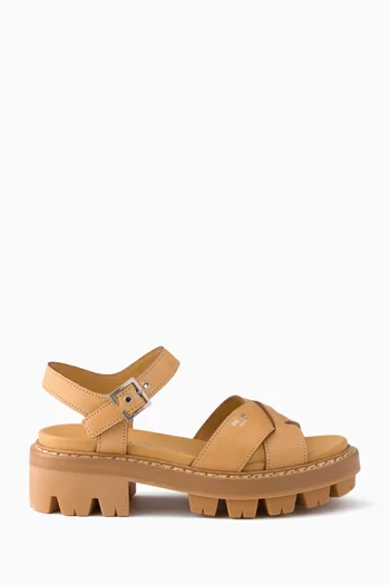 Logo Sandals in Leather