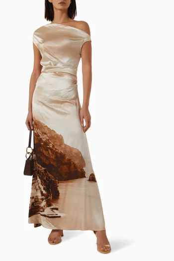 Phare Off-shoulder Dress in Silk Blend