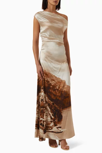 Phare Off-shoulder Dress in Silk Blend
