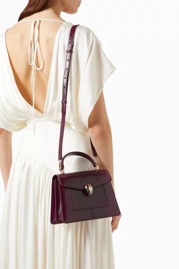 Medium Serpenti Top-handle Bag in Karung Leather
