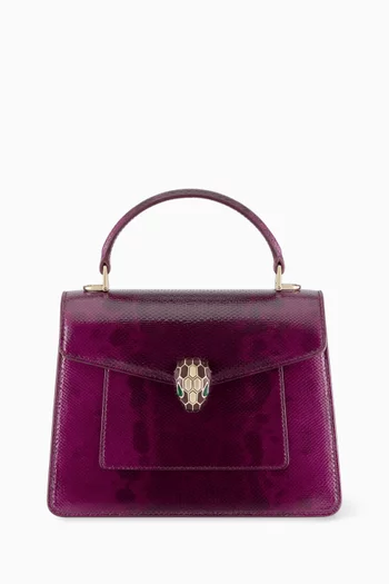 Medium Serpenti Top-handle Bag in Karung Leather