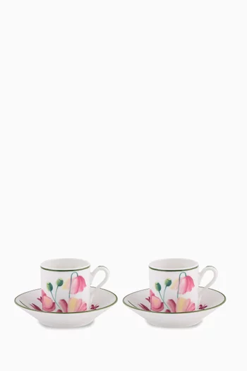 Florenza Impero Espresso Cup & Saucer in Porcelain, Set of 2