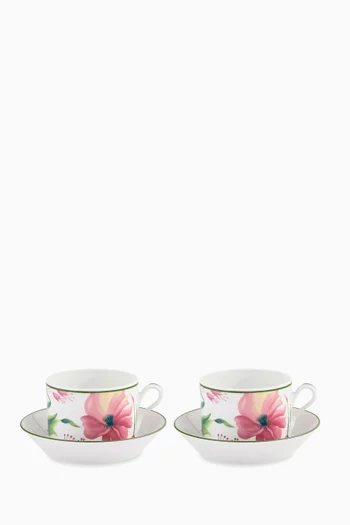 Florenza Impero Tea Cup & Saucer in Porcelain, Set of 2