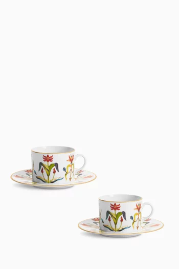 Grand Tour Tea Cups & Saucers in Porcelain, Set of 2