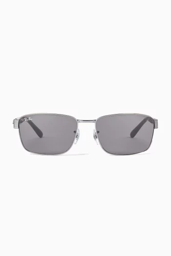 Square Frame Sunglasses in Polished Metal