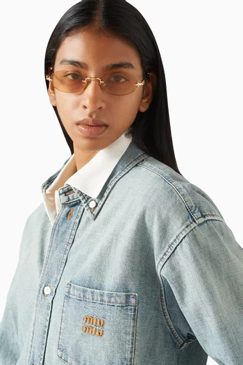Rimless Oval Sunglasses in Metal