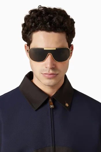 Irregular Logo Sunglasses in Gold-tone Metal