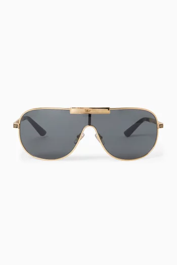 Irregular Logo Sunglasses in Gold-tone Metal