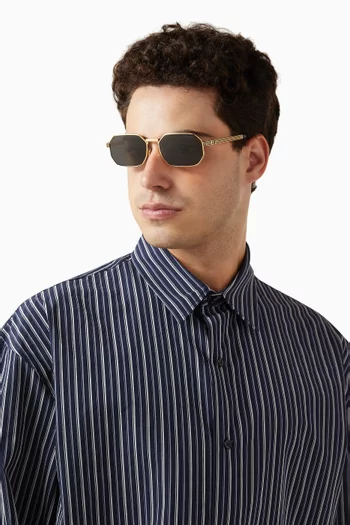 Greca Rectangular Sunglasses in Gold-tone Metal
