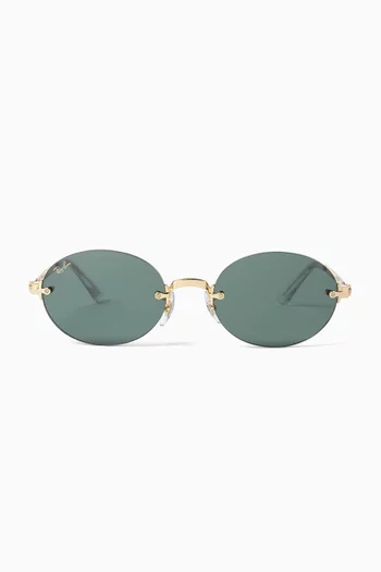 x A$AP Rocky Oval Sunglasses in Gold-tone Metal