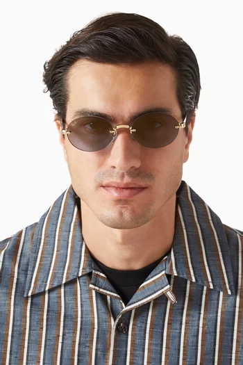 x A$AP Rocky Oval Sunglasses in Gold-tone Metal