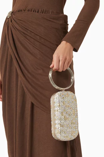 Lame Square Menotte Top-handle Clutch