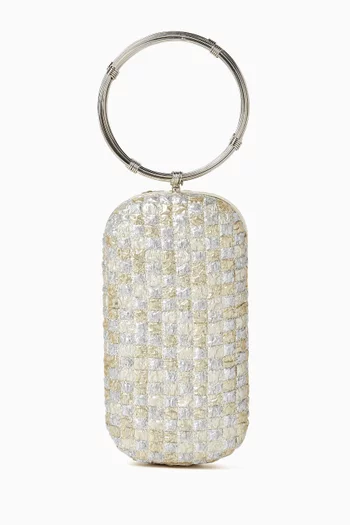 Lame Square Menotte Top-handle Clutch