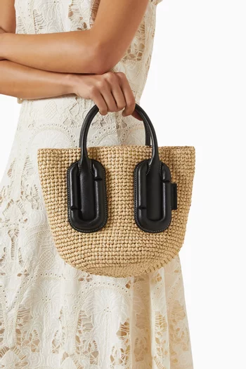 Small Babe Woven Tote Bag in Straw