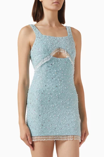Posy Beaded Tasseled Mini Dress