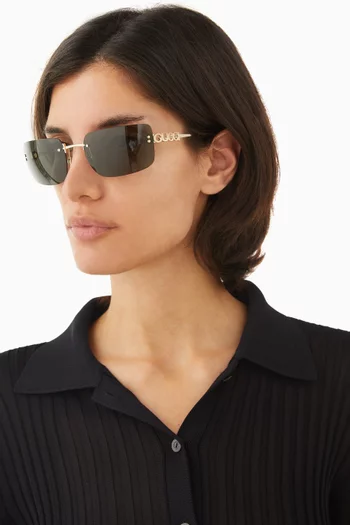 Rectangular Sunglasses in Metal