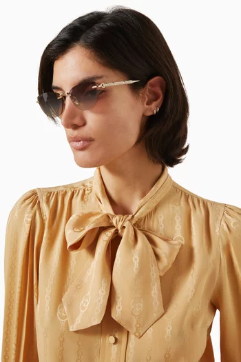 Cat-eye Embellished Sunglasses in Metal