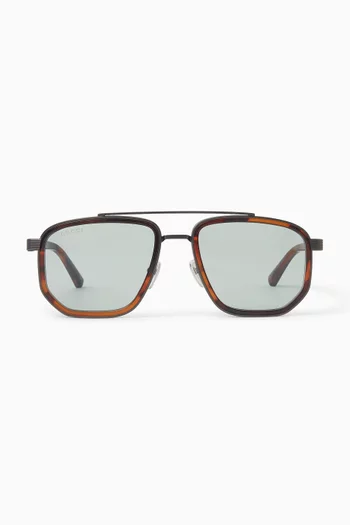 Square Frame Sunglasses in Acetate & Metal