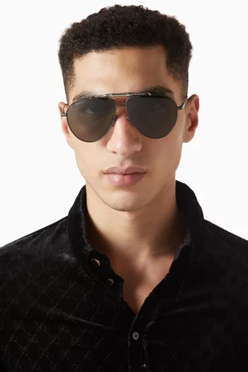 Pilot Sunglasses in Silver-tone Metal