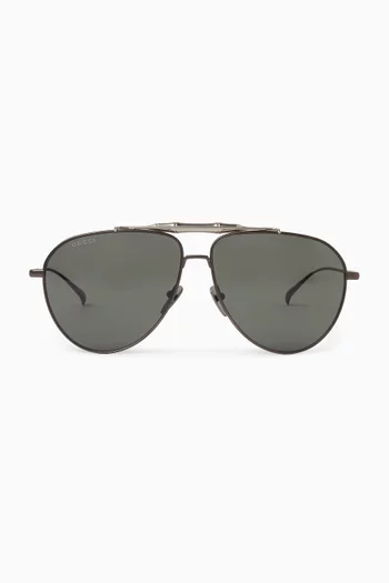 Pilot Sunglasses in Silver-tone Metal