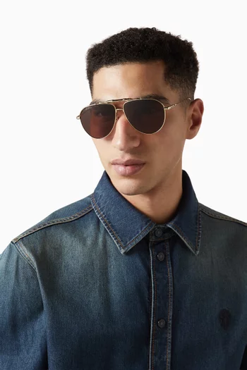 Pilot Sunglasses in Gold-tone Metal