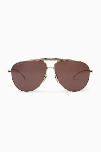 Pilot Sunglasses in Gold-tone Metal