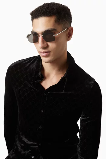 Frameless Square Sunglasses in Silver-tone Metal