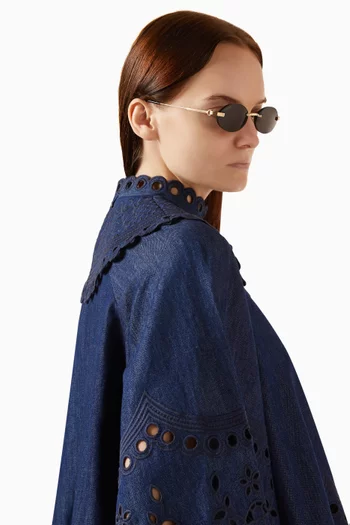 Oval Rimless Sunglasses in Metal