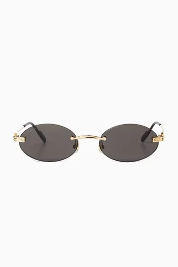 Oval Rimless Sunglasses in Metal