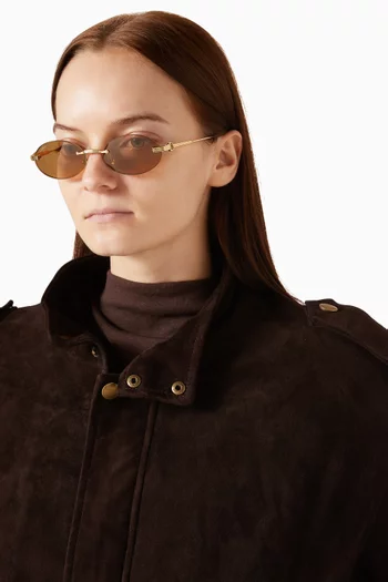Oval Rimless Sunglasses in Metal