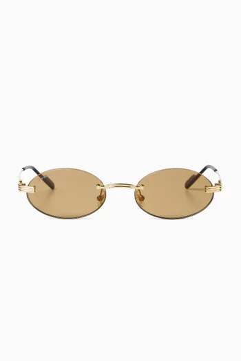 Oval Rimless Sunglasses in Metal