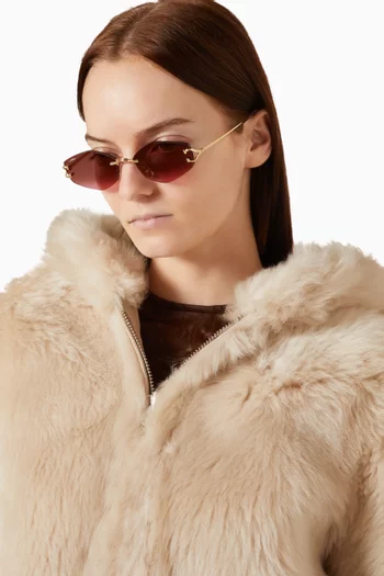 Irregular Rimless Sunglasses in Metal