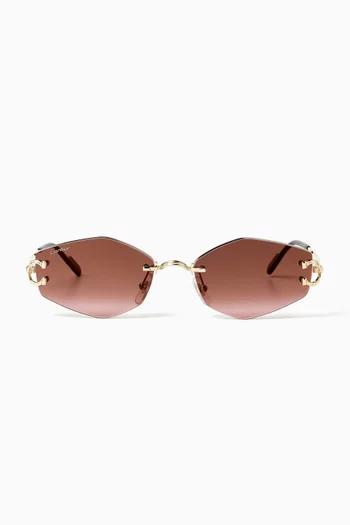 Irregular Rimless Sunglasses in Metal