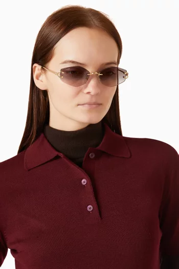 Irregular Rimless Sunglasses in Metal