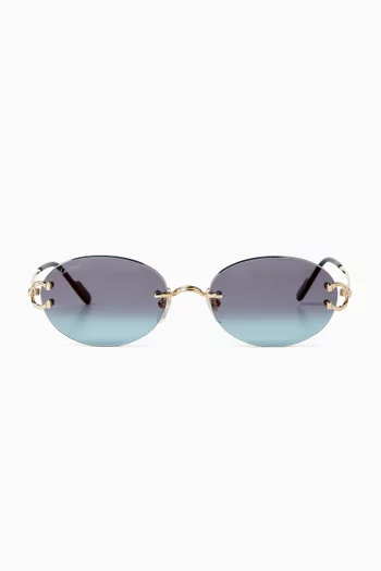Round Rimless Sunglasses in Metal