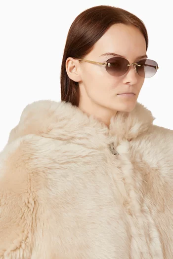 Round Rimless Sunglasses in Metal