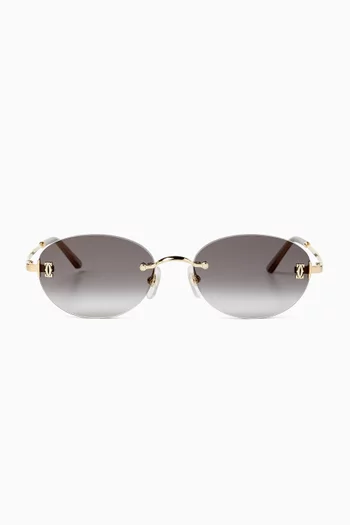 Round Rimless Sunglasses in Metal