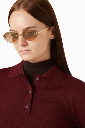 Round Rimless Sunglasses in Metal