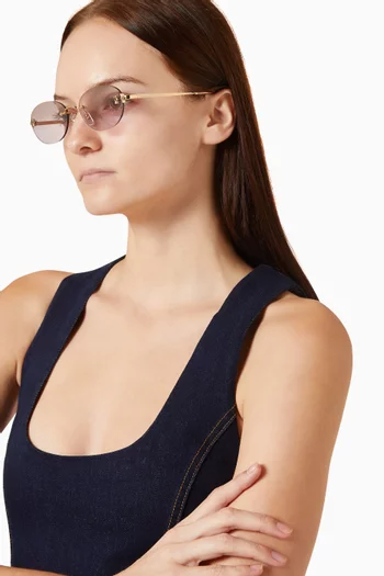 Round Rimless Sunglasses in Metal