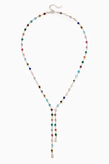 Lariat Necklace in Rhodium-plated Sterling Silver