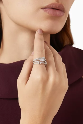 Layered Crystal Ring in Sterling Silver