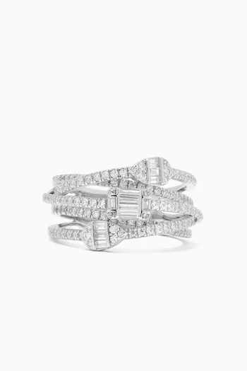 Layered Crystal Ring in Sterling Silver