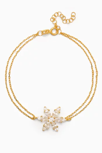 Flower Crystal Bracelet in Gold-plated Sterling Silver