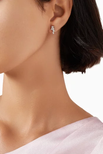 Crystal Stud Earrings in Rhodium-plated Sterling Silver