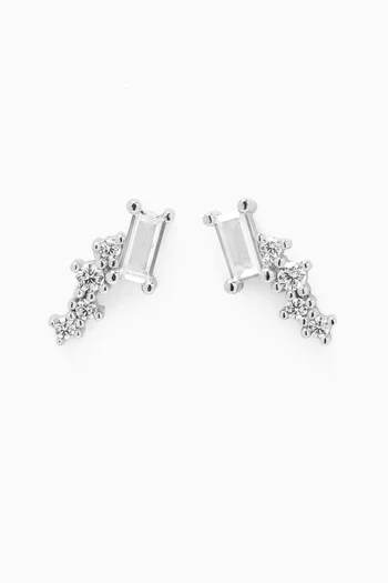 Crystal Stud Earrings in Rhodium-plated Sterling Silver
