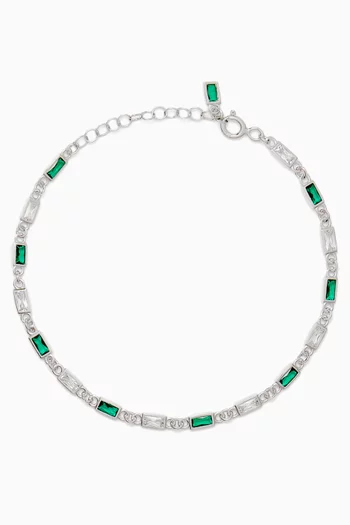 Tennis Crystal Bracelet in Rhodium-plated Sterling Silver