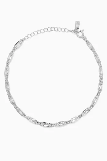 Tennis Crystal Bracelet in Rhodium-plated Sterling Silver
