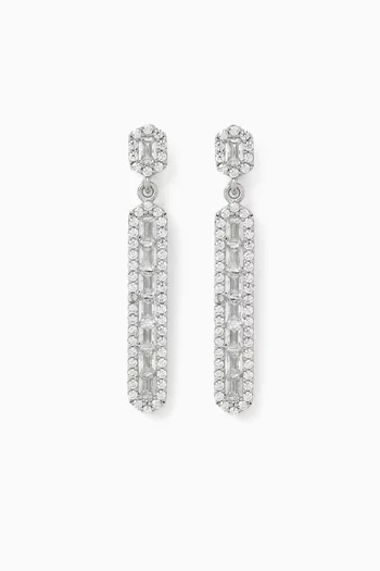 Drop Earrings with Crystals in Sterling Silver