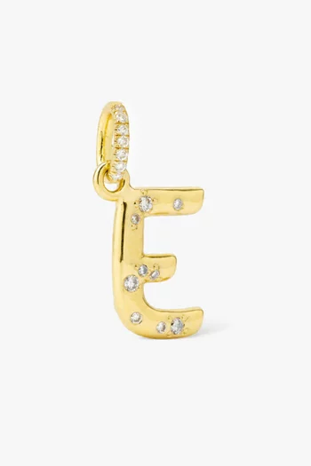 Galactic Letter 'E' Diamond Charm in 18kt Gold